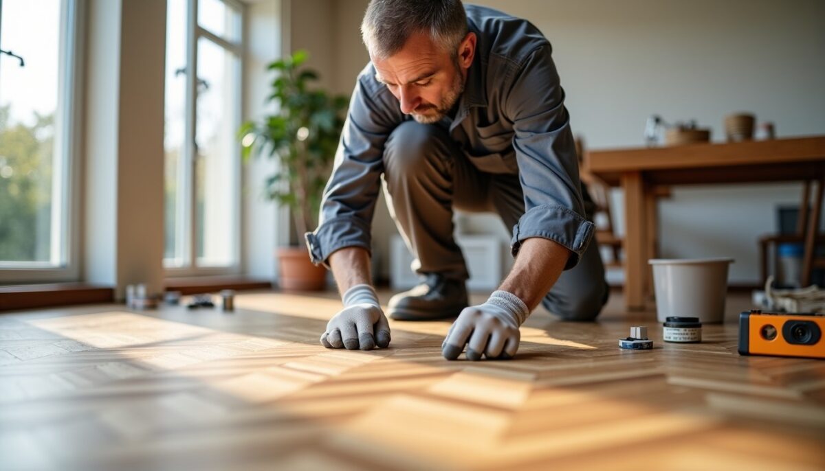 Guide complet pour poser un carrelage imitation parquet en 1/4 3/4 : orientation, calepinage, chevrons, joints et pose murale