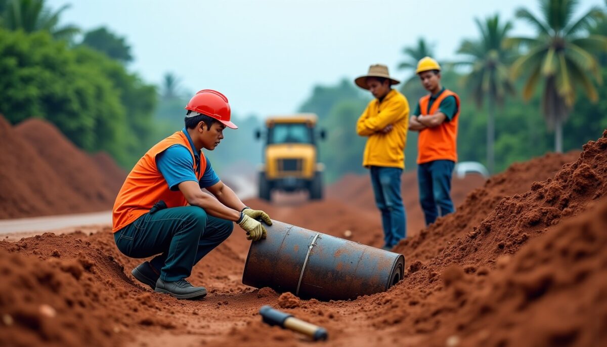 Découverte d’une bombe potentielle pendant les travaux d’élargissement de la route ĐT.773 à Dong Nai