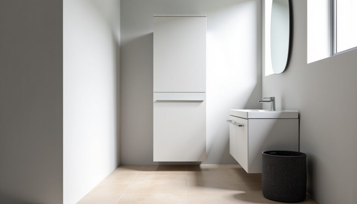 Aménager une salle de bain en longueur : conseils pour le positionnement idéal de la colonne, de la vasque et du panier à linge